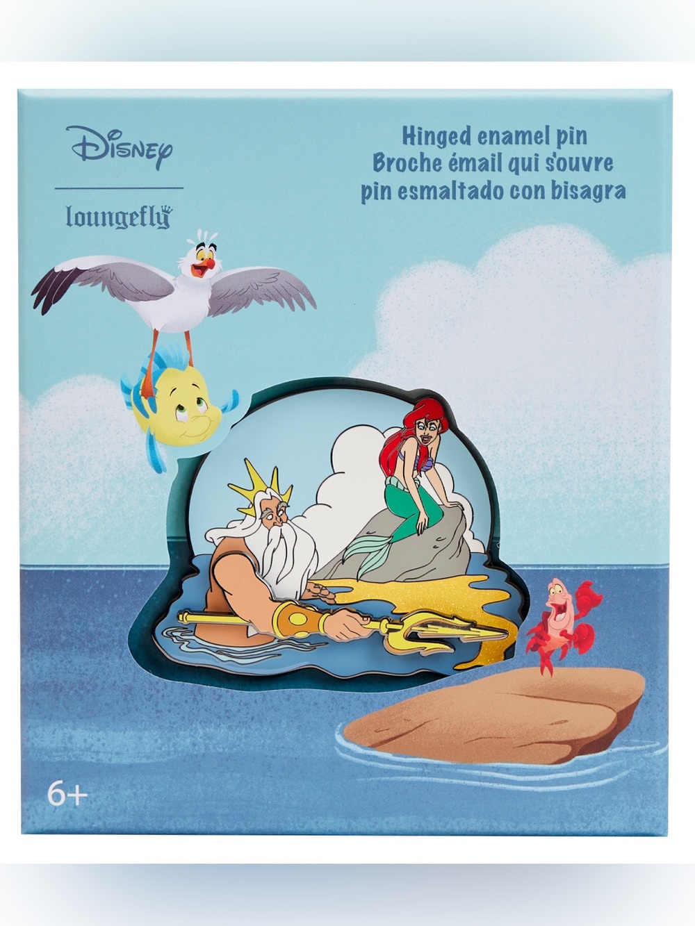 Loungefly Disney Little Mermaid Tritons Gift Hinged Ariel Rock 3" LE Enamel Pin